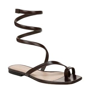 VERONICA BEARD Brown Leather Spiral Wrap Gladiator Sandals Womens 7.5